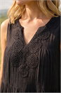 Black Cotton Trim Detail Smock Dress, Image 4 of 4
