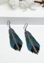 Blue Feather Crystals Studded Earrings, Image 2 of 5