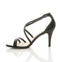 Black AJVANI Black High Heel Crossed Straps Buckle Sandals, Image 3 of 6