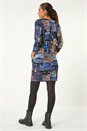 Blue Pebble Spot Zip Detail Midi Dress, Image 3 of 5