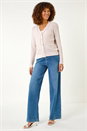 Light Pink Fringe Button Knit Cardigan, Image 2 of 7