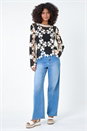 Black Dusk Floral Crochet Knit Jumper, Image 2 of 5