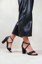 Black 'Ruth' Wide Fit High Block Heel Sandals, Image 1 of 2