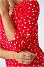 Red Petite Polka Dot Stretch Button Detail Shirt, Image 5 of 5