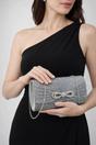 Grey Metallic Clutch with Diamante Bow, Image 1 of 1