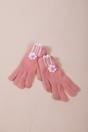 Pink Knit Floral Gloves, Image 4 of 4