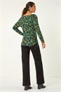 Green Ruched Floral Cowl Neck Top, Image 3 of 5
