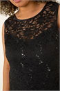 Black Curve Sequin Lace Sweetheart Neck Dress, Image 5 of 5