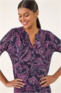 Navy  Leaf Puff Print Stretch Shirt , Image 1 of 5