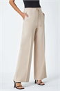 Stone Wide Leg Tie Waist Stretch Trouser, Image 4 of 5