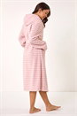 Pink Pinstripe Honeycomb Hooded Dressing Gown, Image 3 of 5