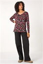 ORANGE Floral Print Relaxed Stretch Top, Image 2 of 5