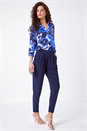 Navy  Jersey Stretch Elastic Waist Harem Trousers, Image 4 of 6