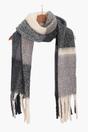 Black Colour Block Tassel Heavyweight Winter Scarf, Image 2 of 3