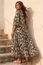 Brown Floral Print Border Maxi Dress, Image 3 of 4