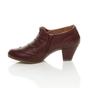 Burgundy AJVANI Burgundy Mid Heel Brogue Button Ankle Boots Shoe Boots, Image 3 of 6