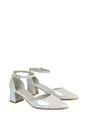 Grey XY LONDON Grey 'Evie' Low Block Heel Court Shoes With Pointed Toe, Image 4 of 6