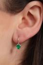 Green Sterling Silver CZ Heart Huggie Hoops, Image 2 of 2