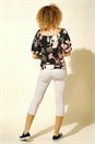 Black Floral Lily Print Square Neck Top, Image 3 of 4