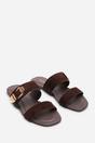 Dark Brown Where's That From Dark Brown Orlina Two Strap Side Buckle Sandal, Image 4 of 6