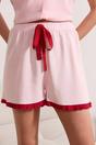 Pink Contrast Ruffle Collar Sleeveless Viscose Woven Pyjama Set, Image 3 of 3