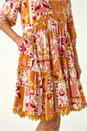 Amber Patchwork Smock V-Neck Dress, Image 5 of 5