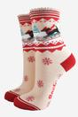 Red Sledging Sausage Dogs Bamboo Socks, Image 1 of 1