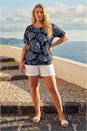 Navy  Curve Floral Bardot Top, Image 2 of 4