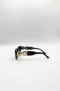 Black Rectangle Cateye Side Detail Sunglasses In Black/Gold, Image 3 of 5