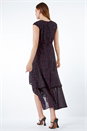 Black Metallic Spot Wrap Midi Dress , Image 3 of 5
