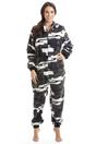 Multi Snow Camouflage Supersoft Fleece Zip Front Hooded Onesie, Image 1 of 3