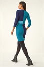 Blue Colour Block Knitted Dress, Image 3 of 5