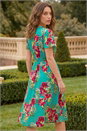 Green Petite Floral V-Neck Midi Dress, Image 2 of 4