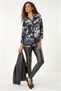 Grey Stretch Brushed Print Blouse, Image 3 of 5