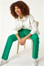 Green Cotton Full Length Stretch Trouser, Image 1 of 5