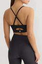Black WOVCOR Black Strappy Back Scoop Neck Supportive Knit Sports Bra, Image 4 of 4
