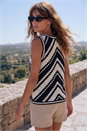 Black Chevron Crochet Knit Vest Top, Image 3 of 4