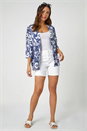 Blue Abstract Print Stretch Jersey Kimono, Image 2 of 4