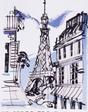 White Emily In Paris Sketchy Cityscape T-Shirt, Image 6 of 6