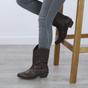 Brown Low Cuban Heel Embroidered Cowboy Western Boots, Image 5 of 6