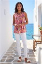 Pink Floral Burnout Pintuck Shirt, Image 2 of 4