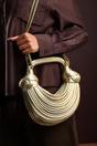Gold Blossom Curved Metallic Shoulder Bag, Image 5 of 5