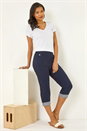 Navy Contrast Stripe Cropped Trouser, Image 1 of 5