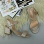 Champagne AJVANI Champagne Mid Block Heel Strappy Sandals, Image 4 of 6