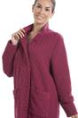 Burgundy Camille Lingerie Burgundy Soft Fleece Floral Button Up Housecoat, Image 5 of 5