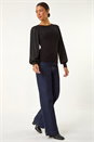 Black Chiffon Sleeve Knit Jumper, Image 2 of 5