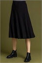 Black Ribbed Knit Pleated Midi Skirt, Image 1 of 5