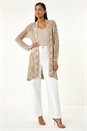 Natural  Pointelle Longline Cardigan, Image 2 of 5