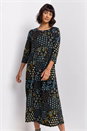Blue Patchwork Floral Print Midi Dress, Image 4 of 5