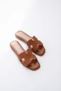 Tan iKrush Tan Aria Womens H-Strap Flat Slide Sandals, Image 7 of 8